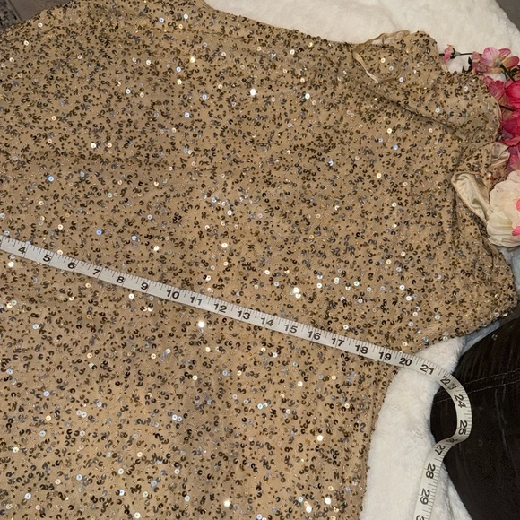NWT Aidan Mattox Gold Sequin Mini Dress 100% Silk Size 10 - Picture 9 of 12
